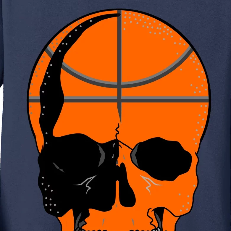 Basketball Skeleton Bone Skull Kids Long Sleeve Shirt