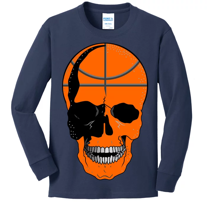 Basketball Skeleton Bone Skull Kids Long Sleeve Shirt