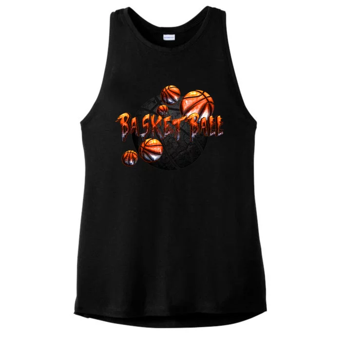 Basketball Stone Logo Ladies Tri-Blend Wicking Tank