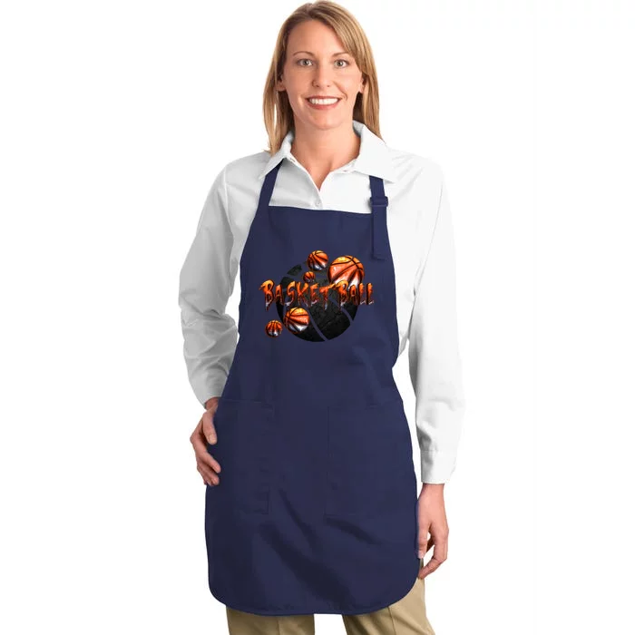 Basketball Stone Logo Full-Length Apron With Pocket