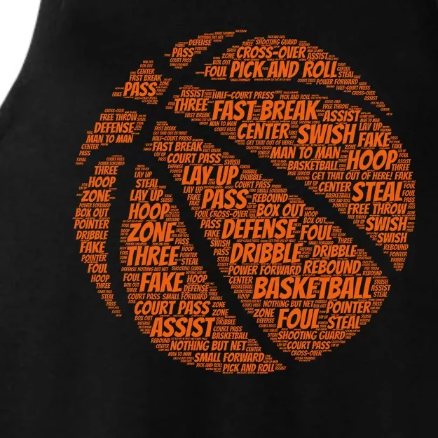 Basketball Word Text Art Ladies Tri-Blend Wicking Tank