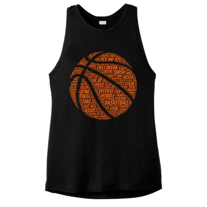 Basketball Word Text Art Ladies Tri-Blend Wicking Tank