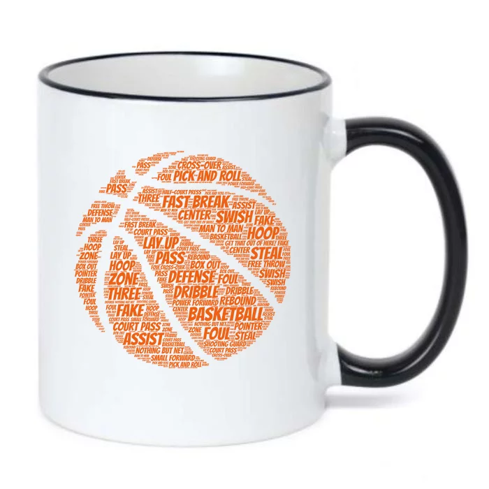 Basketball Word Text Art Black Color Changing Mug