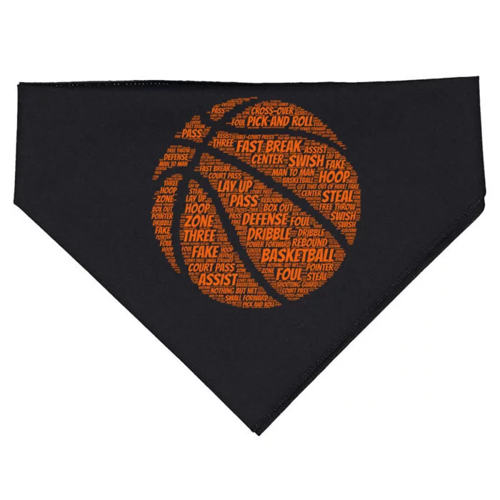 Basketball Word Text Art USA-Made Doggie Bandana