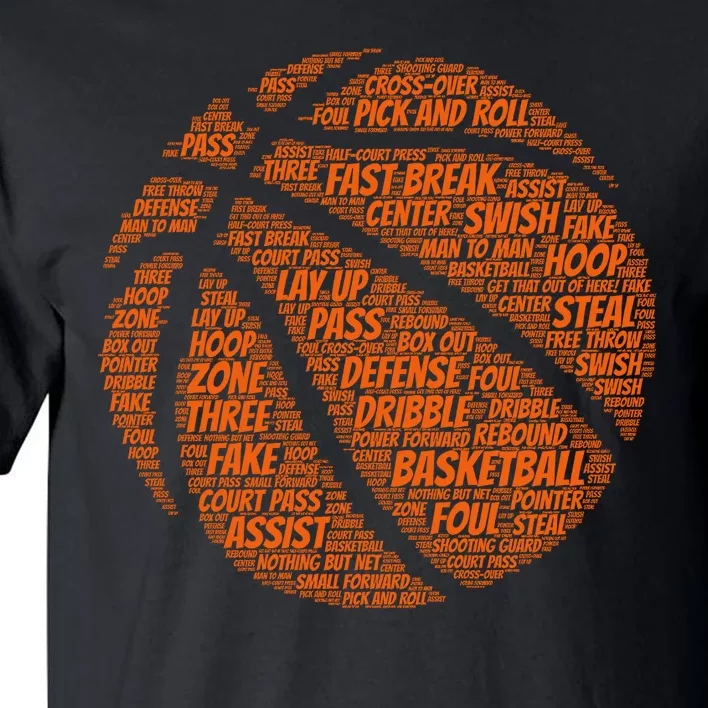 Basketball Word Text Art Tall T-Shirt