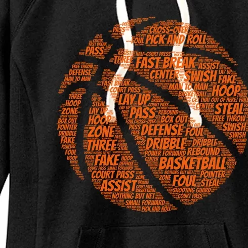 Basketball Word Text Art Women's Fleece Hoodie