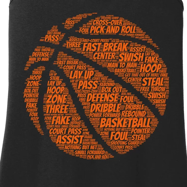 Basketball Word Text Art Ladies Essential Tank