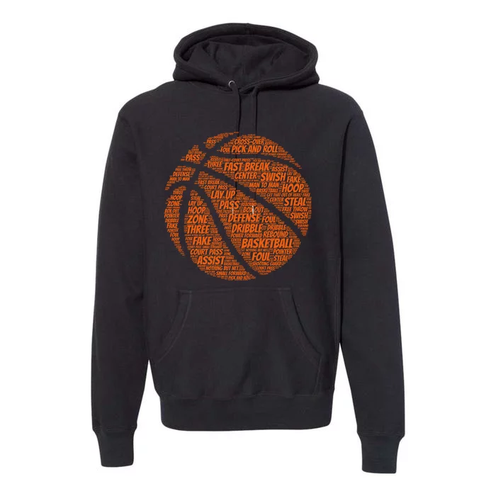 Basketball Word Text Art Premium Hoodie