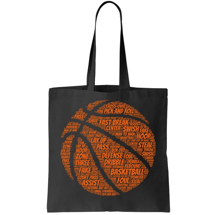 Basketball Word Text Art Tote Bag