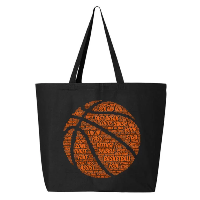 Basketball Word Text Art 25L Jumbo Tote