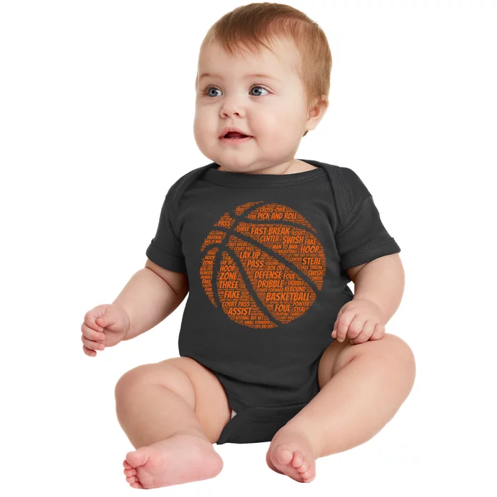 Basketball Word Text Art Baby Bodysuit