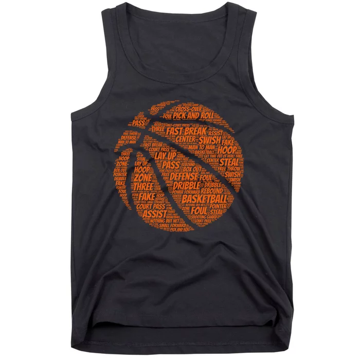 Basketball Word Text Art Tank Top