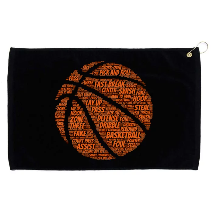 Basketball Word Text Art Grommeted Golf Towel