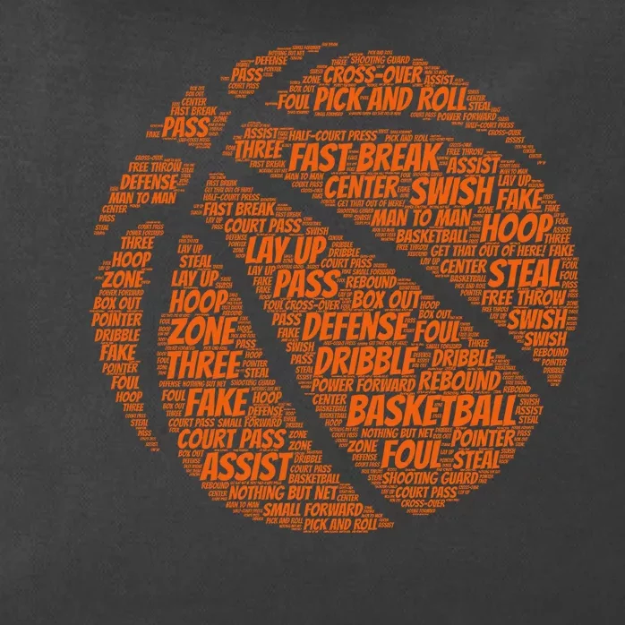 Basketball Word Text Art Zip Tote Bag