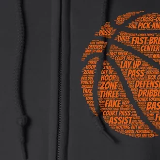 Basketball Word Text Art Full Zip Hoodie