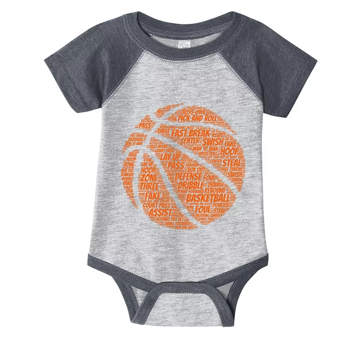 Basketball Word Text Art Infant Baby Jersey Bodysuit