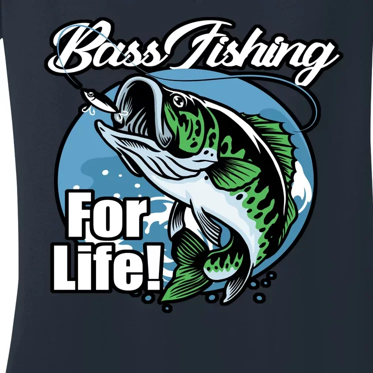 Bass Fishing For Life Women's V-Neck T-Shirt