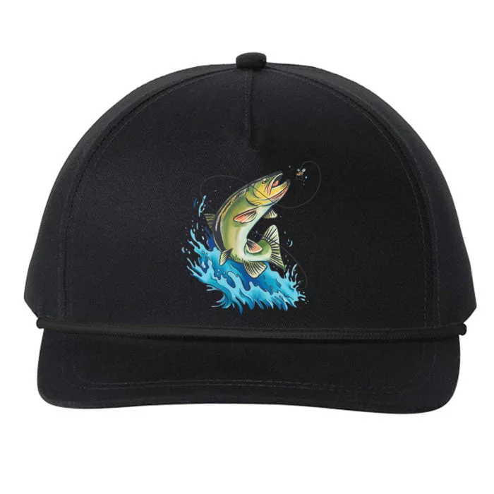 Bass Fishing Water Snapback Five-Panel Rope Hat