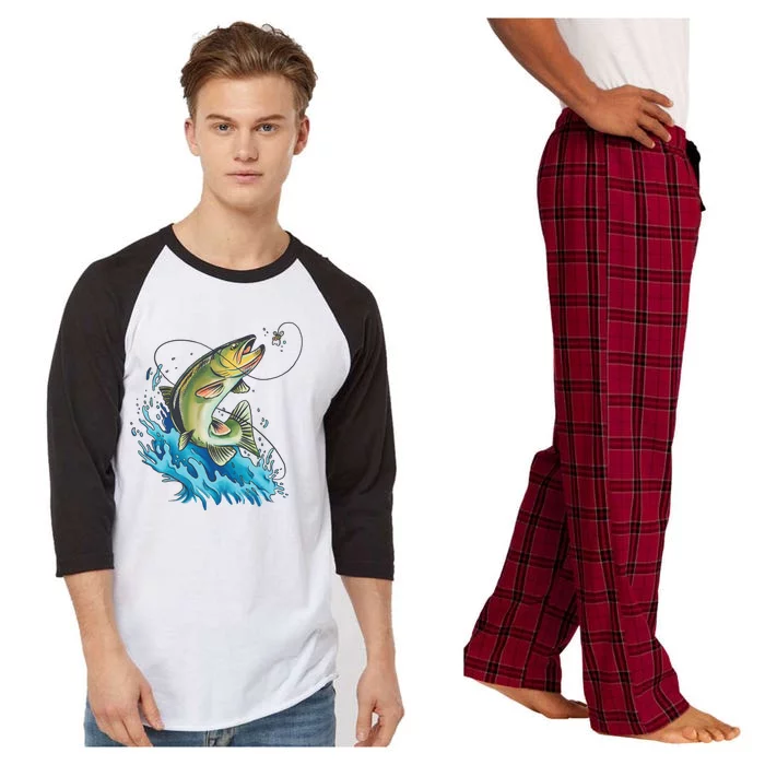 Bass Fishing Water Raglan Sleeve Pajama Set