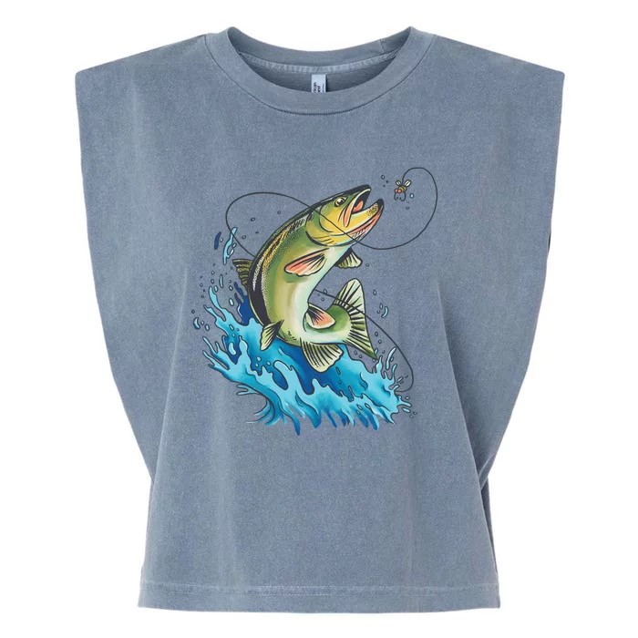 Bass Fishing Water Garment-Dyed Women's Muscle Tee