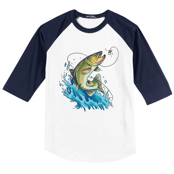 Bass Fishing Water Baseball Sleeve Shirt