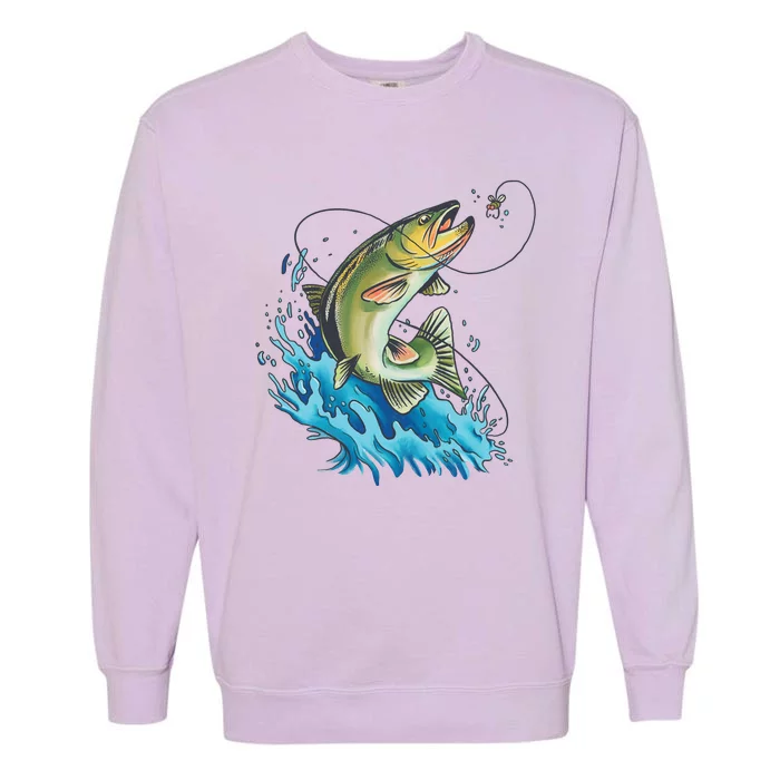 Bass Fishing Water Garment-Dyed Sweatshirt