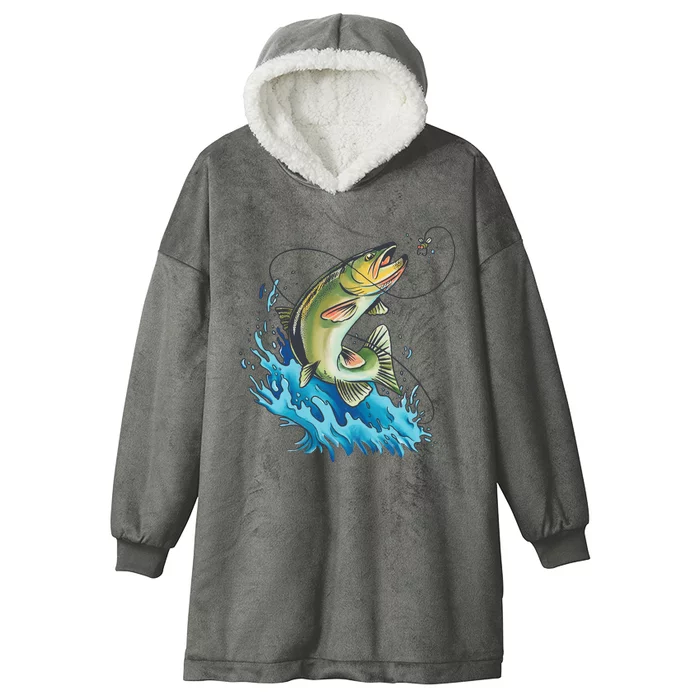 Bass Fishing Water Hooded Wearable Blanket