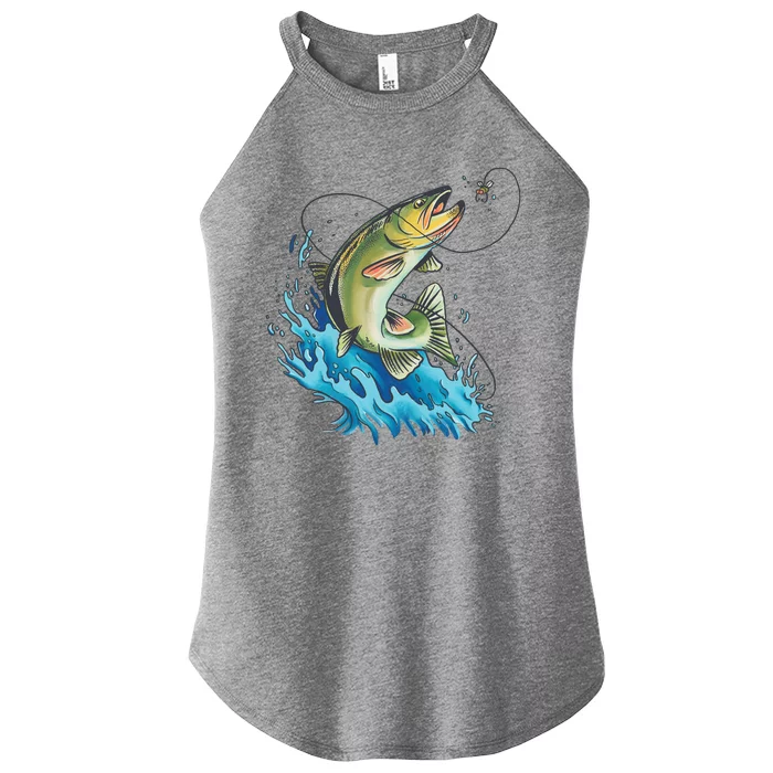 Bass Fishing Water Women’s Perfect Tri Rocker Tank