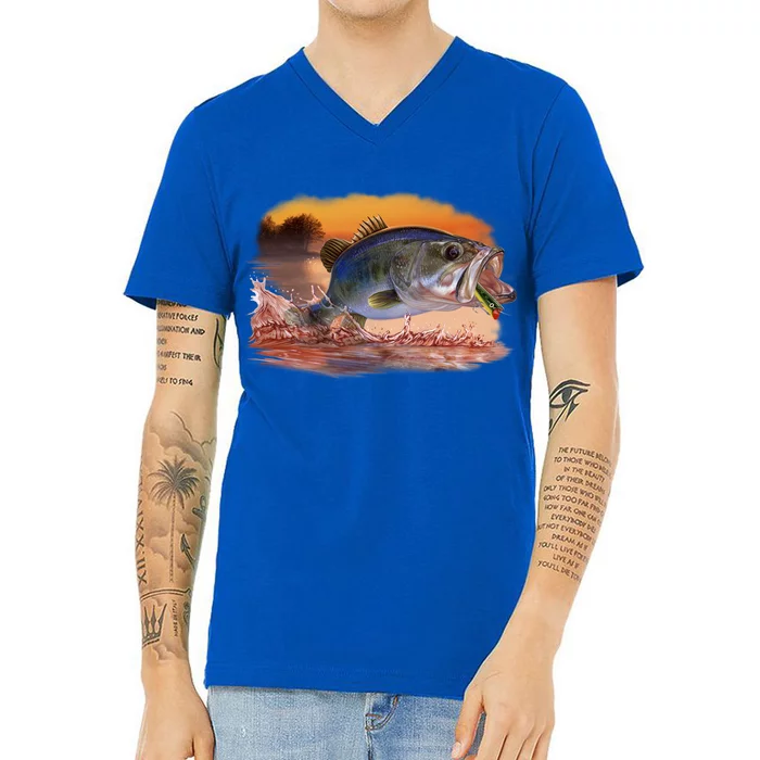 Bass Leaping V-Neck T-Shirt