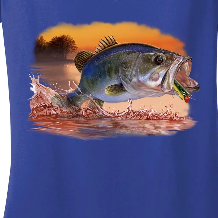 Bass Leaping Women's V-Neck T-Shirt