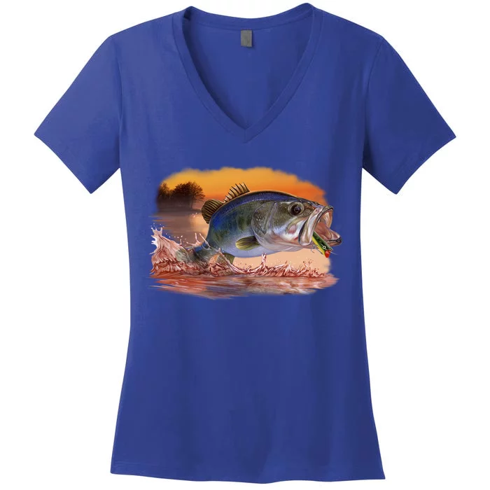 Bass Leaping Women's V-Neck T-Shirt