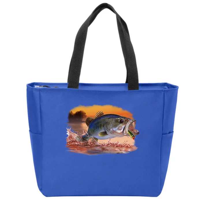 Bass Leaping Zip Tote Bag