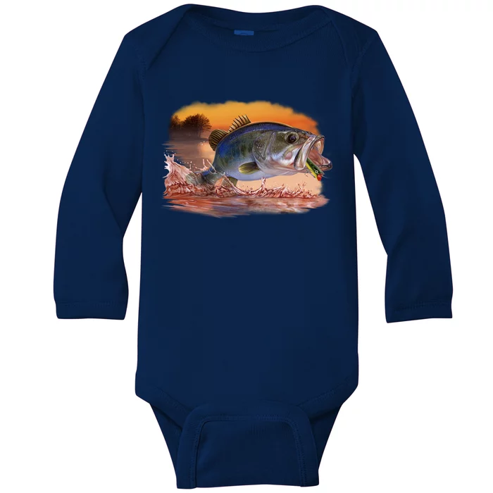 Bass Leaping Baby Long Sleeve Bodysuit