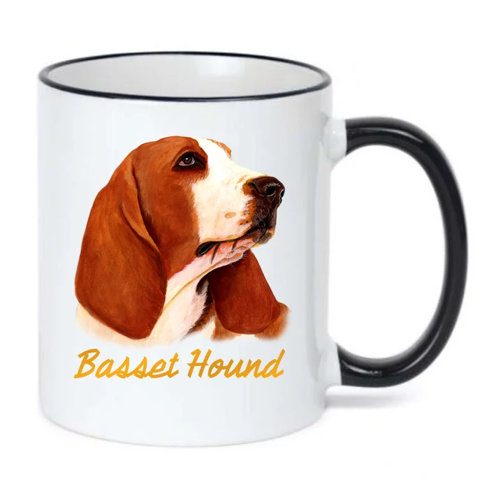 Basset Hound Dog Signature Portrait Black Color Changing Mug