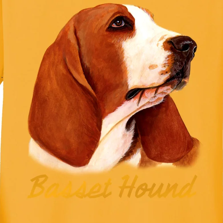 Basset Hound Dog Signature Portrait Kids Long Sleeve Shirt