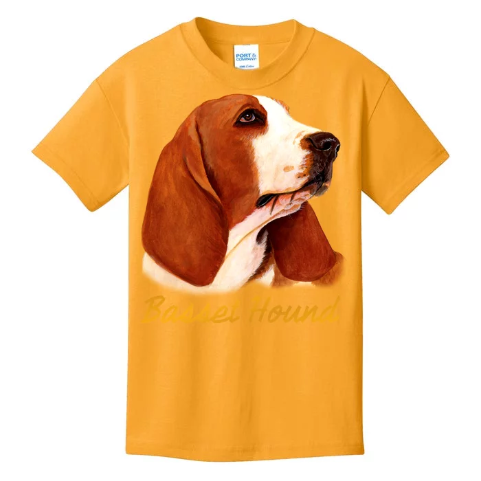 Basset Hound Dog Signature Portrait Kids T-Shirt