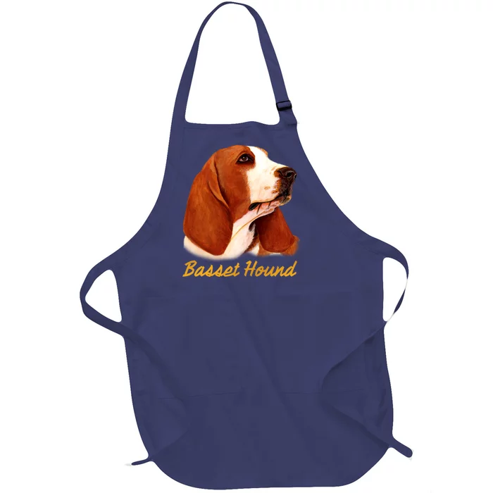 Basset Hound Dog Signature Portrait Full-Length Apron With Pocket