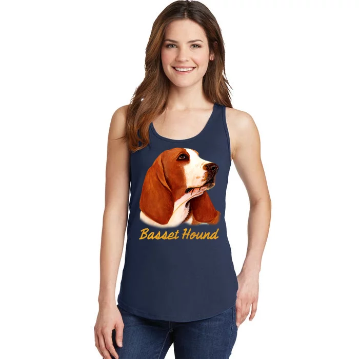 Basset Hound Dog Signature Portrait Ladies Essential Tank