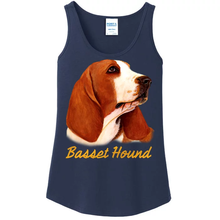 Basset Hound Dog Signature Portrait Ladies Essential Tank