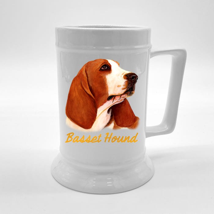 Basset Hound Dog Signature Portrait Front & Back Beer Stein