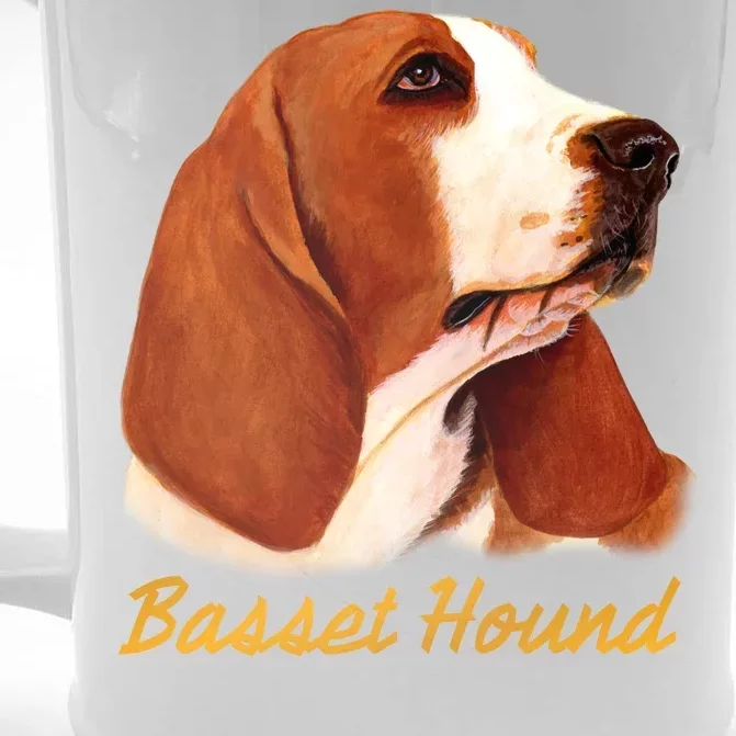 Basset Hound Dog Signature Portrait Front & Back Beer Stein