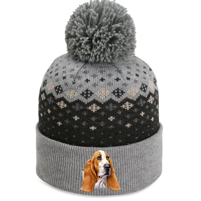 Basset Hound Face The Baniff Cuffed Pom Beanie