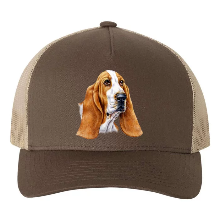 Basset Hound Face Yupoong Adult 5-Panel Trucker Hat