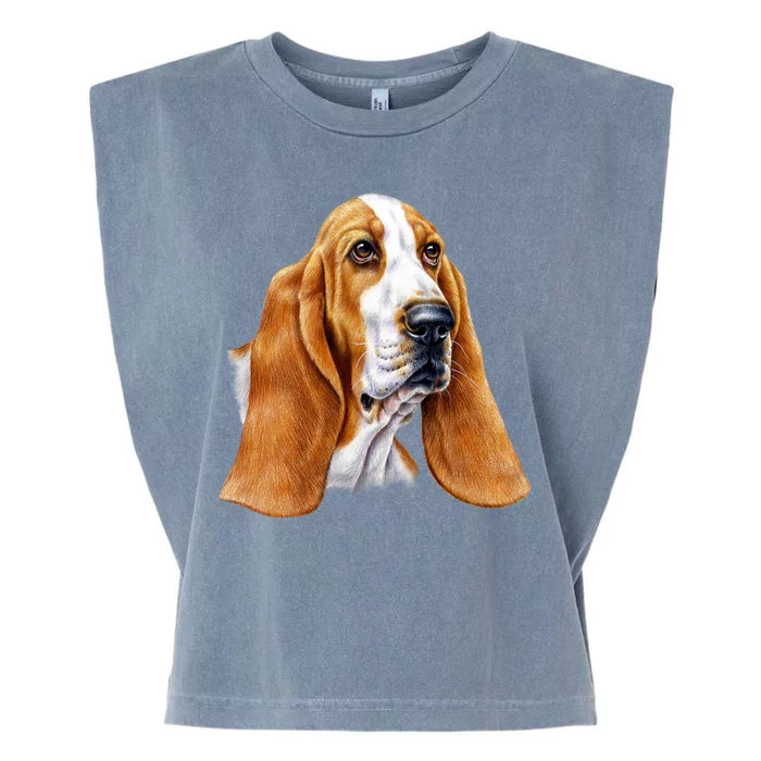 Basset Hound Face Garment-Dyed Women's Muscle Tee