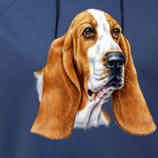 Basset Hound Face Performance Fleece Hoodie