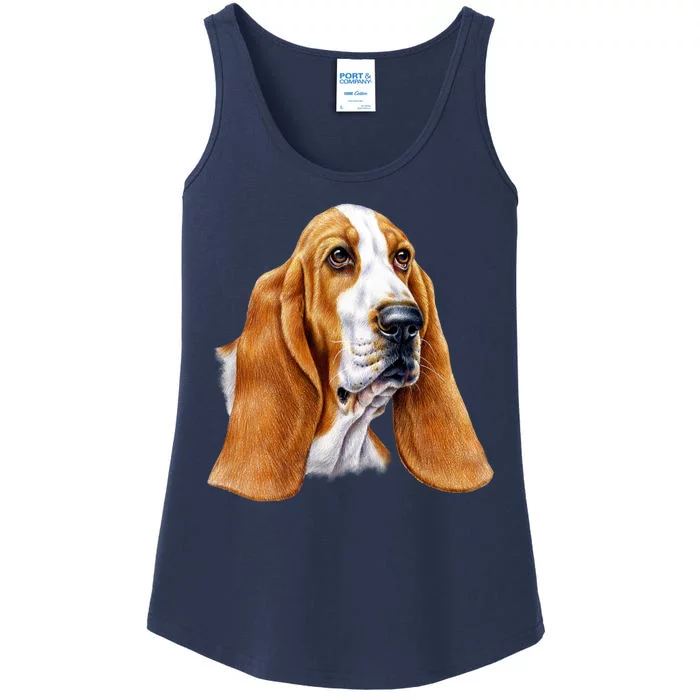 Basset Hound Face Ladies Essential Tank