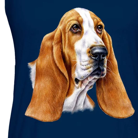 Basset Hound Face Ladies Essential Flowy Tank