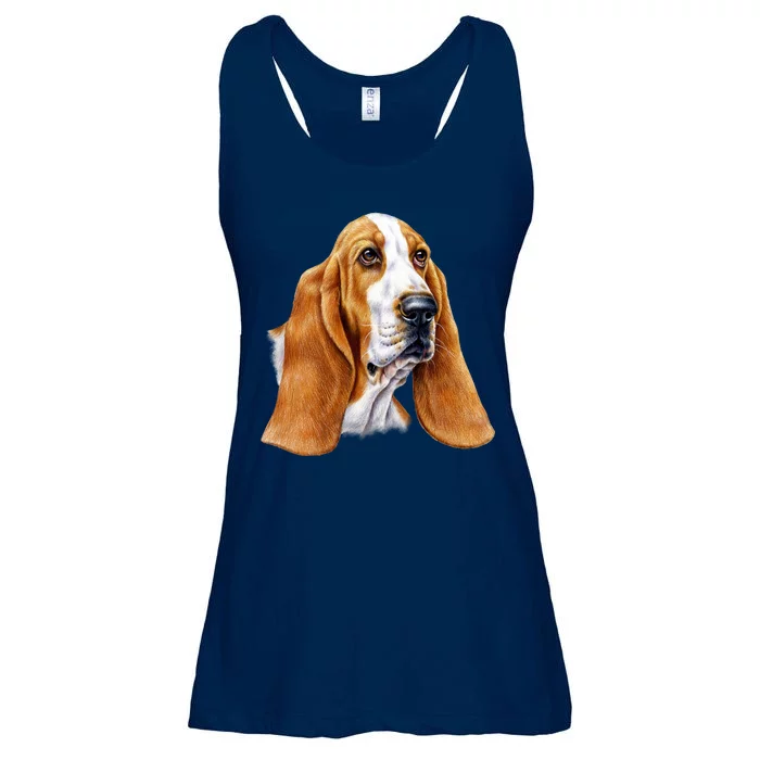 Basset Hound Face Ladies Essential Flowy Tank