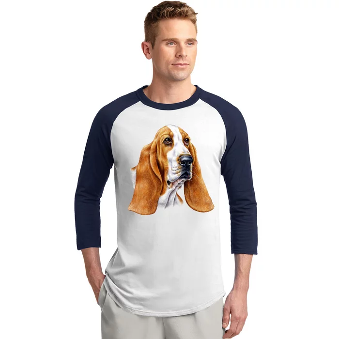 Basset Hound Face Baseball Sleeve Shirt