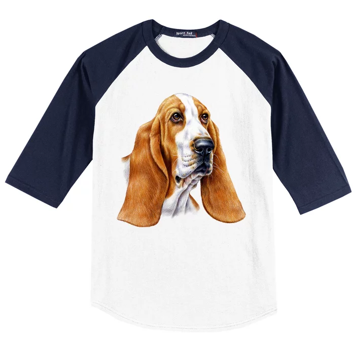 Basset Hound Face Baseball Sleeve Shirt